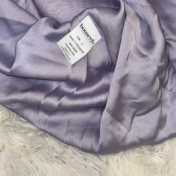 NWOT HOUSE OF CB 'Christa' Embroidered Lavender Mini Dress sz L - Picture 9 of 10